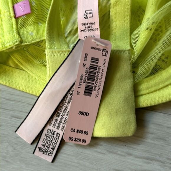 Victoria Secret lace bra Strapless or with straps Color-Bright Yellow 38DD nwt - Picture 5 of 5
